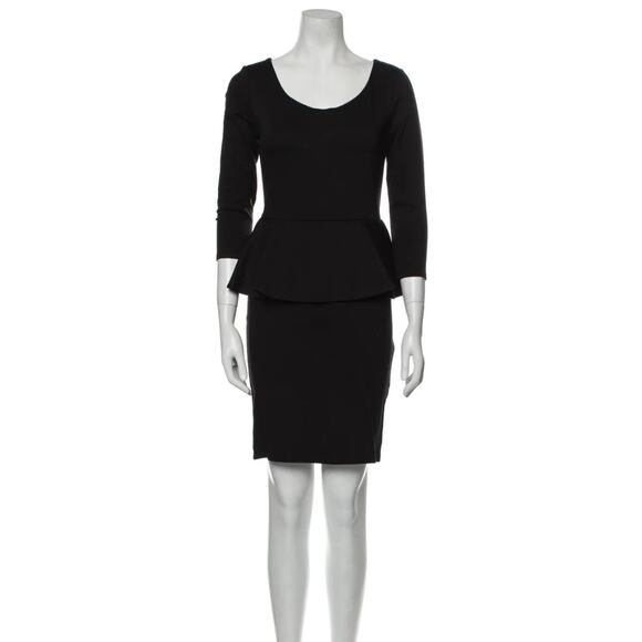 Alice + Olivia Womens Employed Black 3/4 Sleeve Peplum Dress‎ Scoop Neck Size 2 - Picture 1 of 6